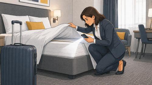 Bettwanzeninspektion im Hotelzimmer