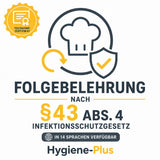 Folgebelehrung nach §43 Abs. 4 Infektionsschutzgesetz (IfSG) für Beschäftigte im Lebensmittelbereich mit Online Schulung zu Hygiene und Infektionsschutz