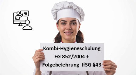 Kombi-Hygieneschulung EG 852/2004 + Folgebelehrung §43 IfSG | Videolernkurs mit Zertifikat (4 Sprachen)