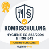 Artikelbild der mehrsprachigen Online-Kombischulung „Hygiene nach EG 852/2004 & IfSG § 43“ für Gastronomie. Hygieneschulung und Erstbelehrung in einem Kurs.