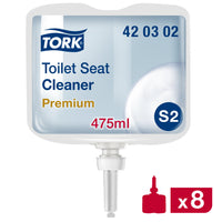 Toilettensitzreiniger für mehr Hygiene, für S2 Spender, Premium-Qualität 8 x 475 ml | Tork Hygiene