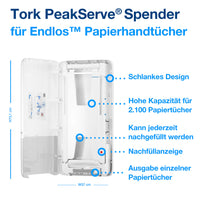 PeakServe® Endlos™ Papierhandtuchspender Weiß H5 | Tork Hygiene