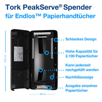 PeakServe® Spender für Endlos™ Papierhandtücher Schwarz H5 | Tork Hygiene