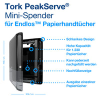 PeakServe® Mini-Spender für Endlos™ Papierhandtücher in Schwarz H5  | Tork Hygiene