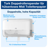 Doppelrollenspender für hülsenloses Toilettenpapier Weiß T7 | Tork Hygiene