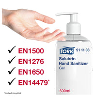 Feuchtigkeitsspendendes Salubrin Händedesinfektionsgel Pumpflasche 8 × 500 ml | Tork Hygiene