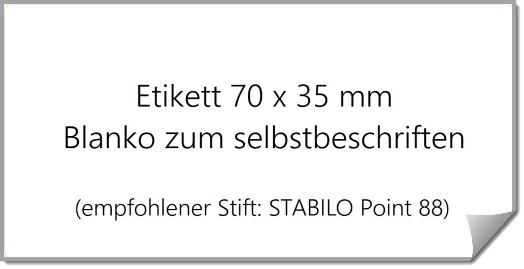 Wasserlösliches Blanko-Etikett Pappspender 70x35mm