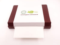 Wasserlösliches Blanko-Etikett in der praktischen 100er Box vom Hygiene-Netzwerk zur professionellen Kennzeichnung von Lebensmittelbehältern.