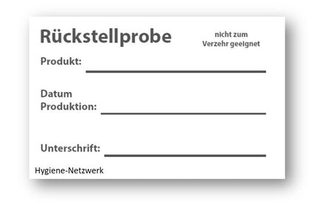 Wasserlösliches Rückstellprobe-Etikett DIN-A4 63x38mm