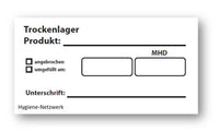 Wasserlösliche Etiketten vom Hygiene-Netzwerk zur Lebensmittelkennzeichnung mit Aufdruck Trockenlager