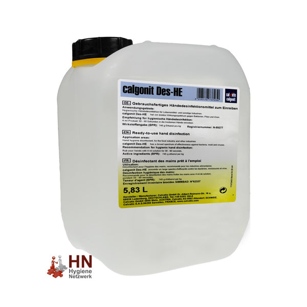 Gebrauchsfertiges alkoholisches Händedesinfektionsmittel - calgonit Des-HE (5 kg Kanister) | Desinfektionsmittel